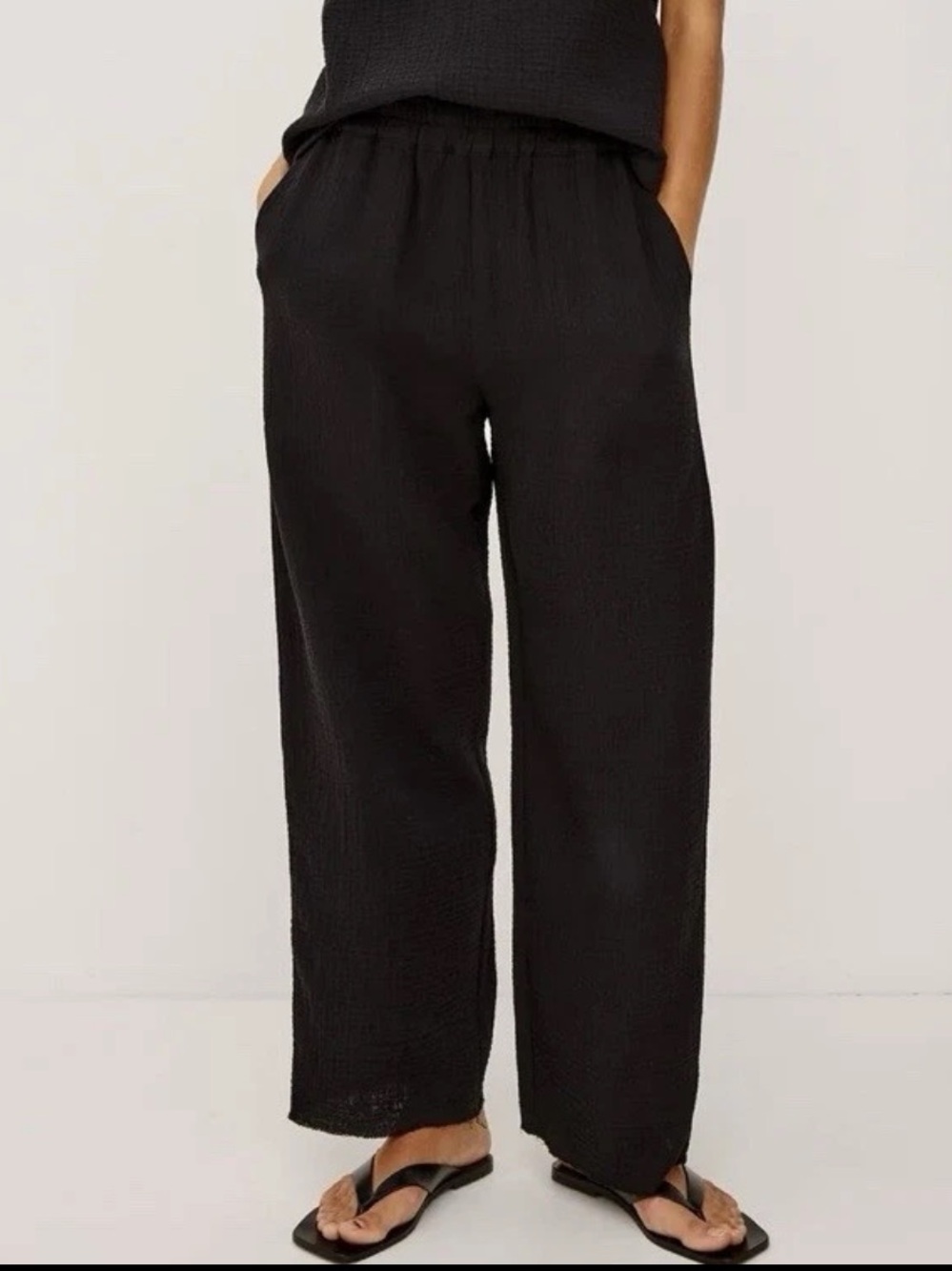 Rails Black 'Leon' Gauze Wide-Leg Lounge Pants - Women's Size XL